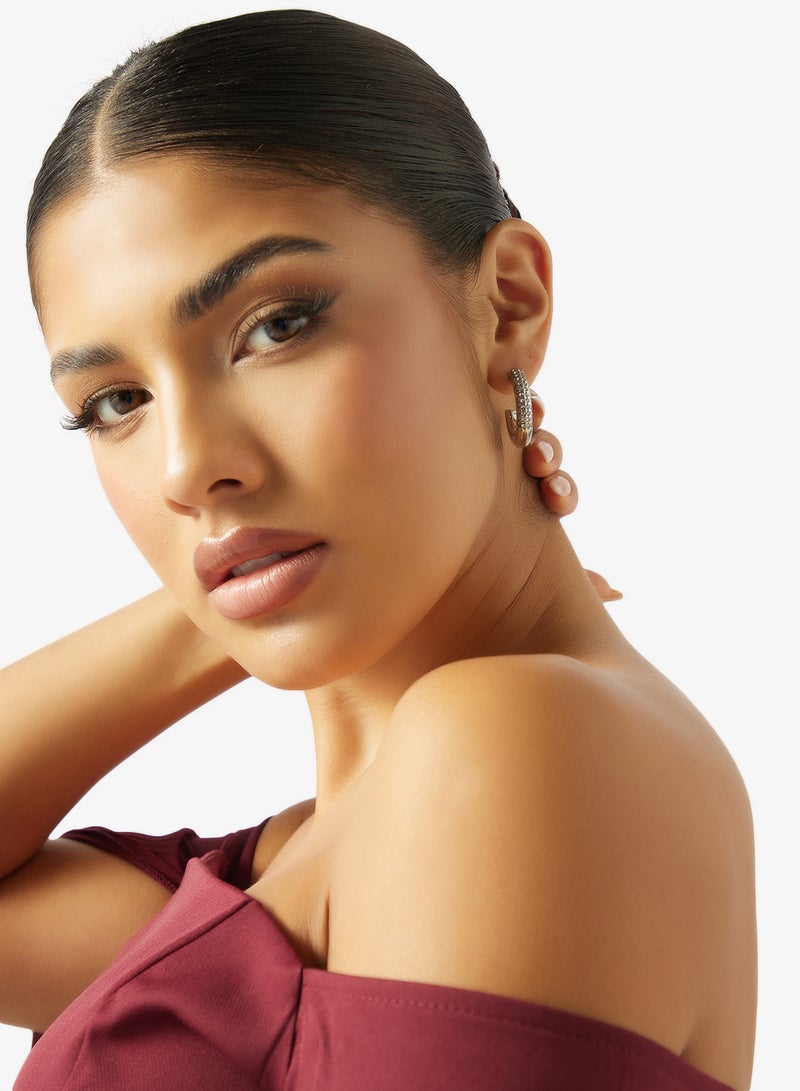 Ella Limited Edition Diamonte Rhinestone Embellished Hoop Earrings - Image 3